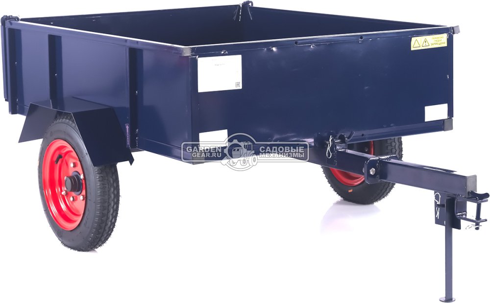Тележка - прицеп GardenGear 400 кг. к садовому трактору, с механизмом опрокидывания (1230х1000 мм, металл, пневмоколеса, 60 кг)