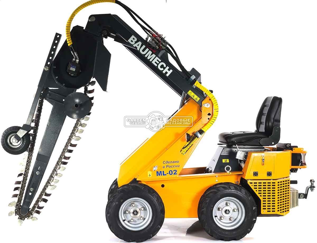 Универсальная машина мини-погрузчик Baumech ML-02 Pro + траншеекопатель 90 см. с двигателем Zongshen GB750 EFI V-Twin инжектор