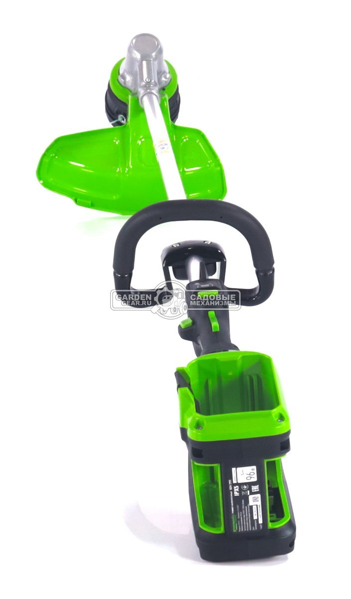 Триммер аккумуляторный GreenWorks ST121 с АКБ 5 А/ч и ЗУ (PRC, BL 82В, 1.2 кВт, леска 2.4 мм, D-рукоятка, ремень, 4.3 кг)