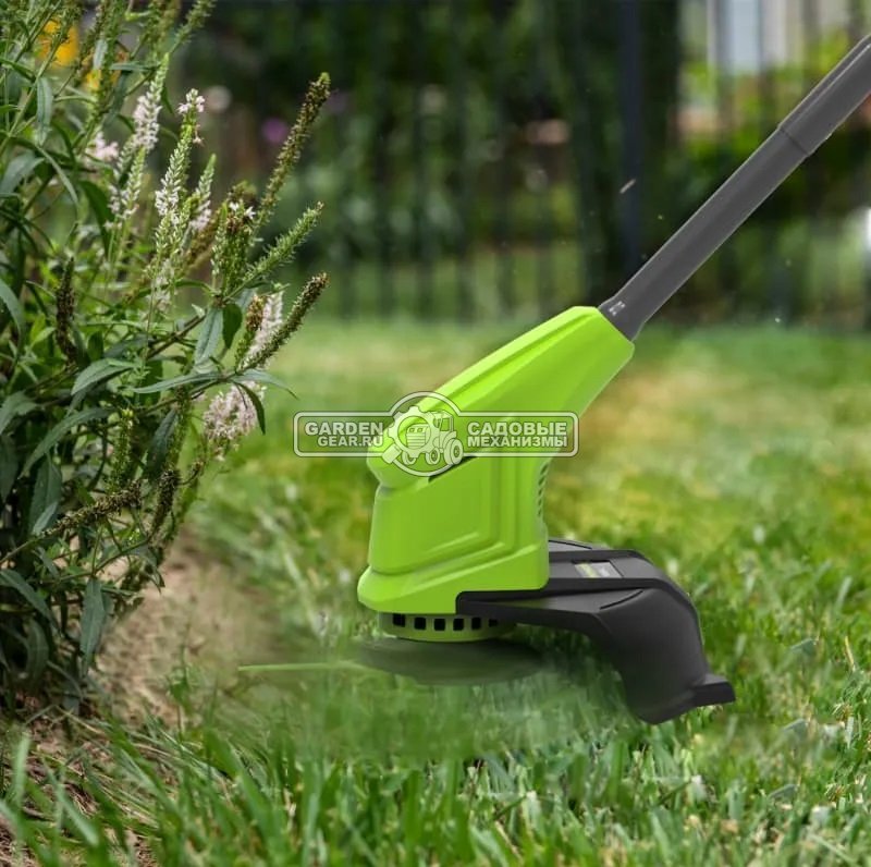 Триммер аккумуляторный GreenWorks G24LT251 с АКБ 2 А/ч и ЗУ (PRC, 24В, пласт. нож, 1.85 кг)