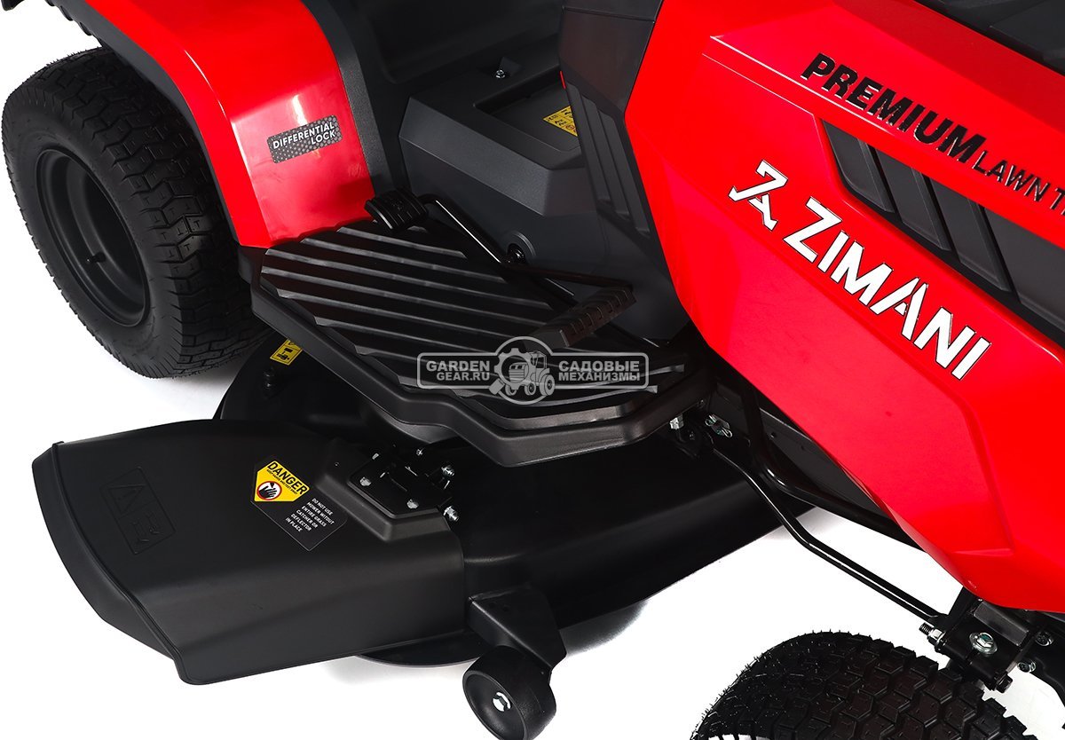 Садовый трактор ZimAni TS108HVD MY2025 (PRC, Loncin 586 куб.см., гидростатика, дифференциал, боковой выброс, шир. кошения 108 см, LED панель, 175 кг)