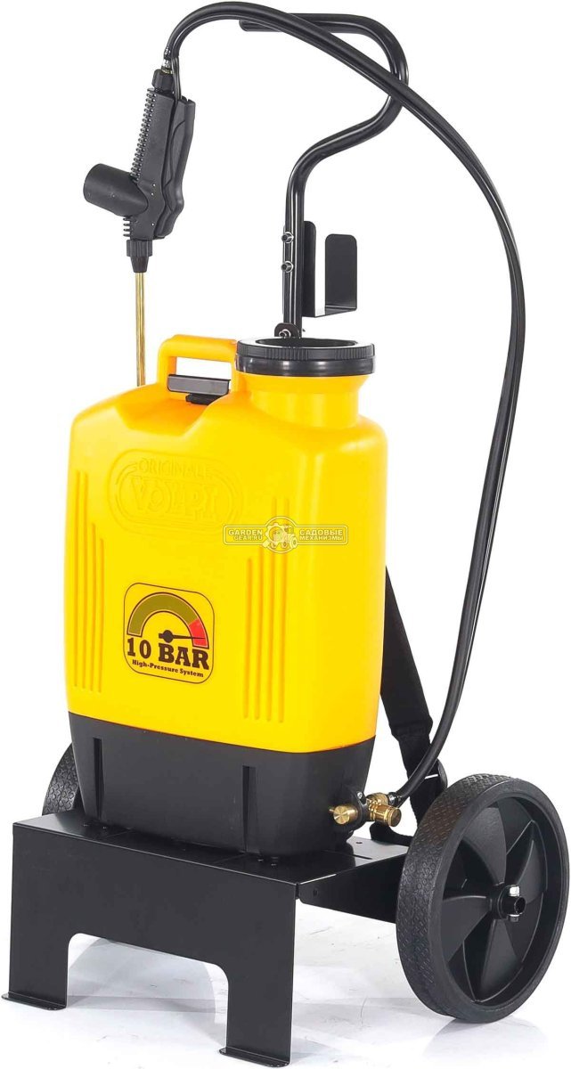 Опрыскиватель аккумуляторный Volpi Elettrolithium 10 BAR 15L CAR с тележкой (ITA, Li-Ion 12В, 8 А/ч, 15 л, 10 Бар, 14 кг)