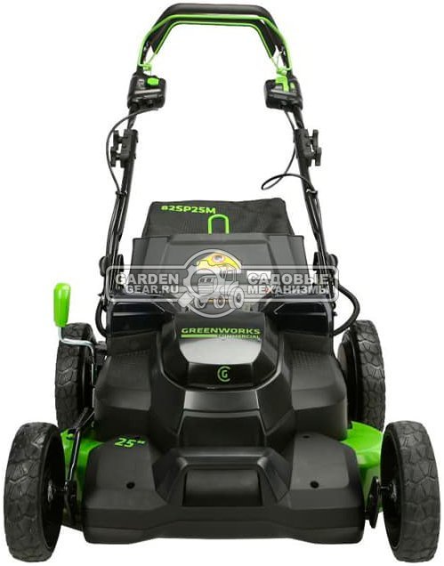 Газонокосилка аккумуляторная самоходная GreenWorks GC82LM61S TwinForce без АКБ и ЗУ (PRC, BL 82В, 61 см, сталь, 2 слота для АКБ, мульч., 70 л, 32 кг)