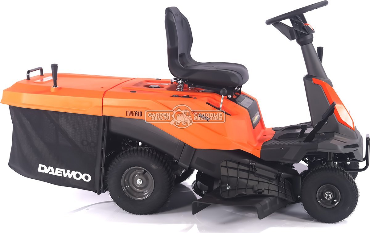 Садовый минирайдер Daewoo DWR 610 (PRC, Daewoo, 225 куб.см., полуавтомат CVT, травосборник 150 л., ширина кошения 61 см., 3 в 1, 127 кг.)