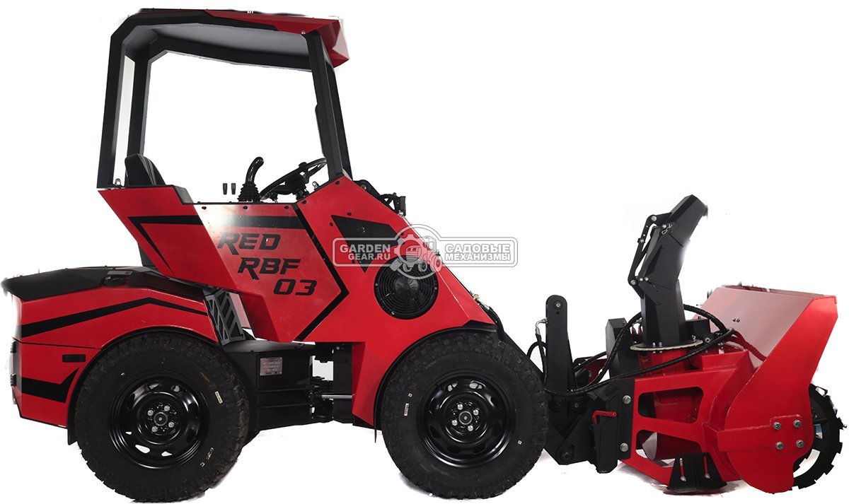 Мини-погрузчик шарнирно сочленённый RED RBF-03 + снегоуборщик + тент + отопитель (Zongshen GB750EFI 30 л.с., до 700 кг., ковш 150 л., 1270 кг.)