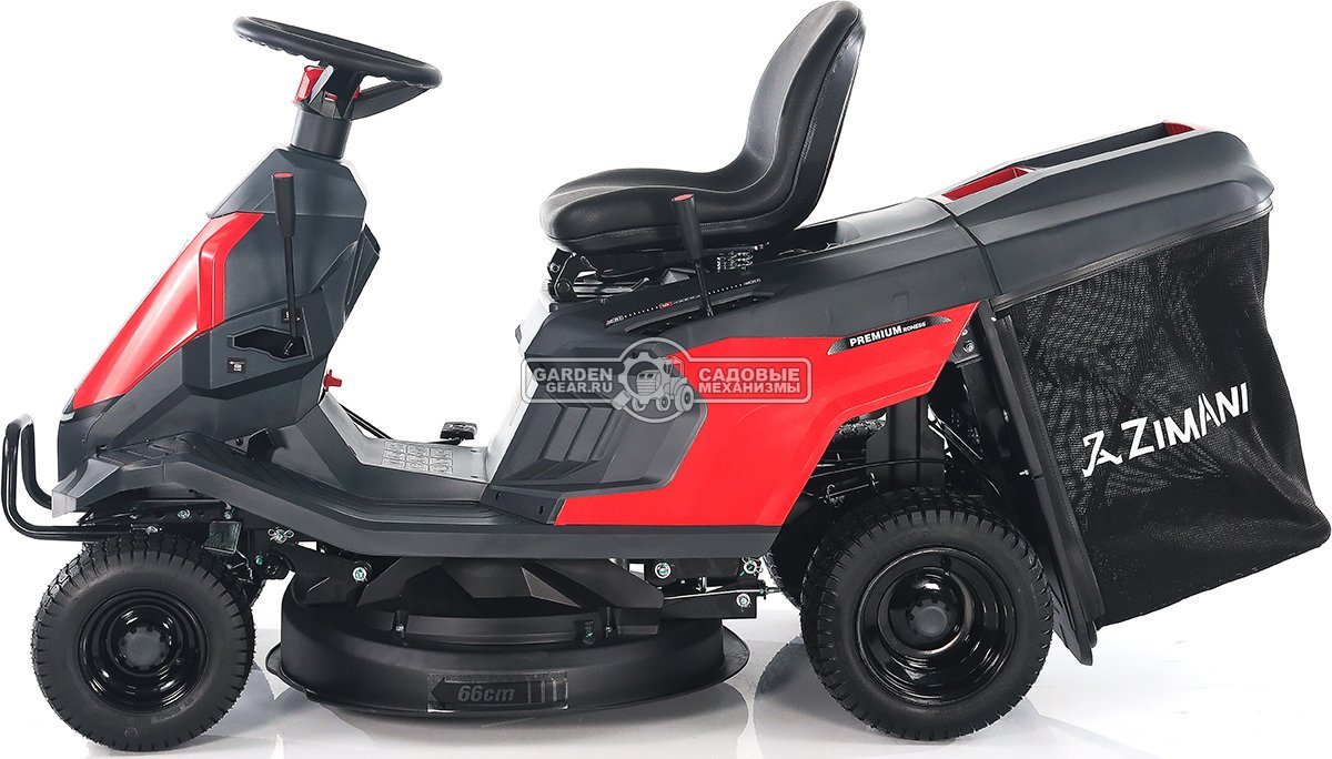 Садовый минирайдер ZimAni RDHE 66 RED (PRC, 225 куб.см., гидростатика, фара, травосборник 150 л, ширина кошения 66 см, 128 кг)