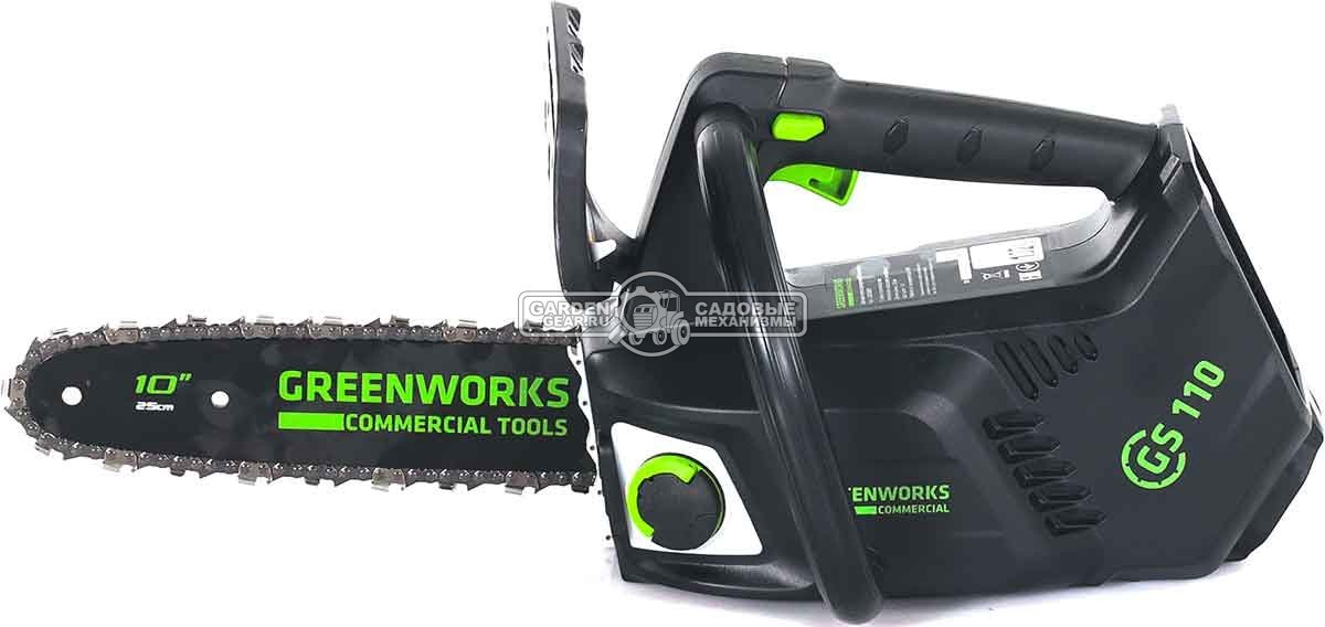 Пила - сучкорез аккумуляторная цепная одноручная GreenWorks GD40TCS 10" без АКБ и ЗУ (PRC, BL 40В, 1/4"-1.3-58E, 2.35 кг)