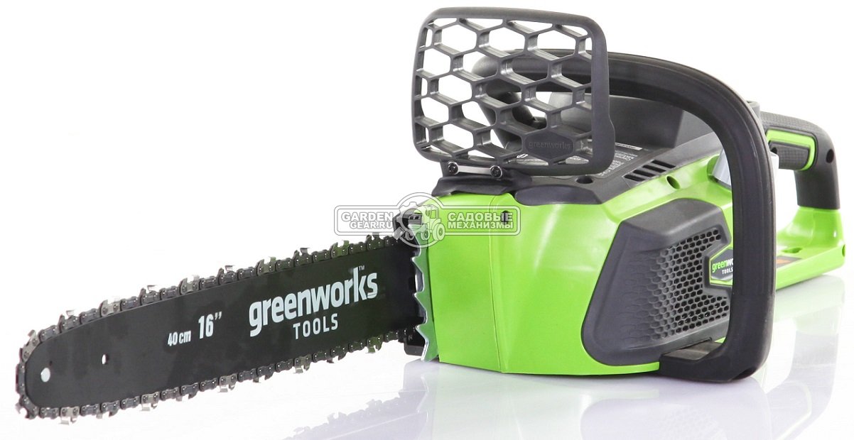 Пила аккумуляторная цепная GreenWorks GD40CS40 K2 (PRC, Li-ion, АКБ 2 А/ч, беcщеточный мотор, 40 см, 5.4 кг)