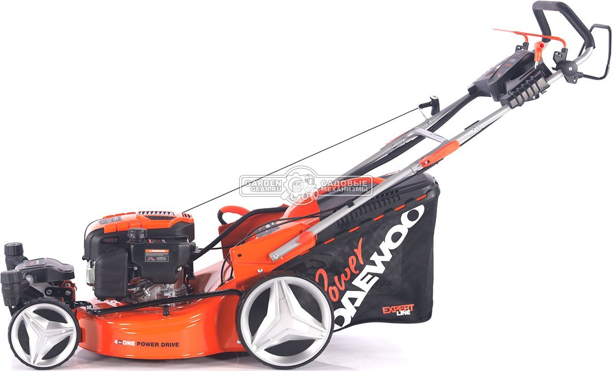 Газонокосилка бензиновая Daewoo DLM 5100SVRE с рояльными колесами и эл.запуском (PRC, 50 см, Daewoo 190 см3, вариатор, 70 л, сталь, 4 в 1, 35.4 кг)