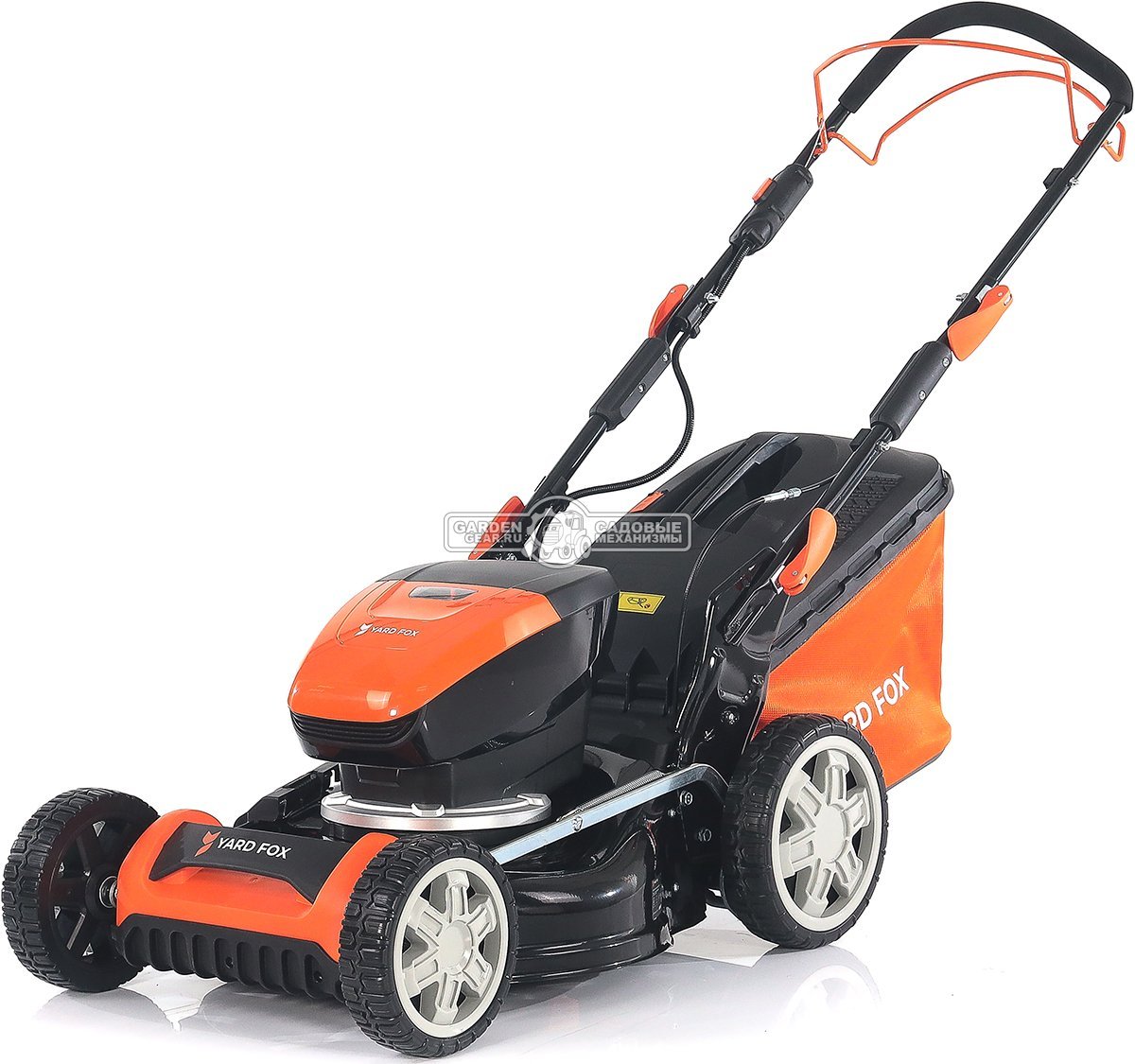Газонокосилка аккумуляторная самоходная Yard Fox EL4655B SET с АКБ 4.0 А/ч и ЗУ (PRC, BL 60В, 46 см, сталь, 3 в 1, 55 л, 25 кг)