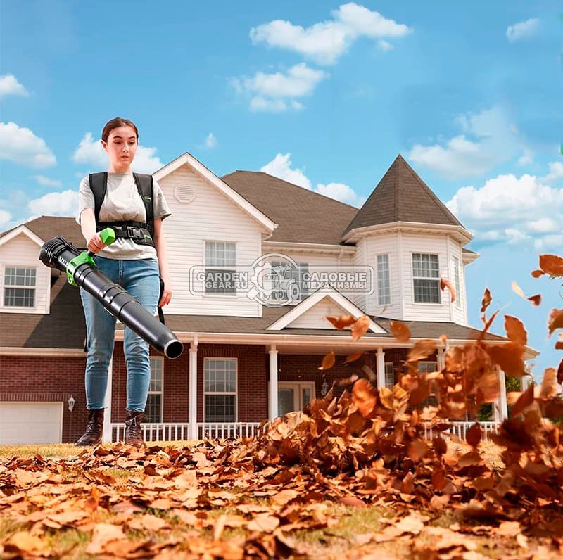 Воздуходувка аккумуляторная ранцевая GreenWorks АGD40BPG2 без АКБ и ЗУ (PRC, BL 40В, 281 км/ч, 20 м3\мин, Turbo режим)