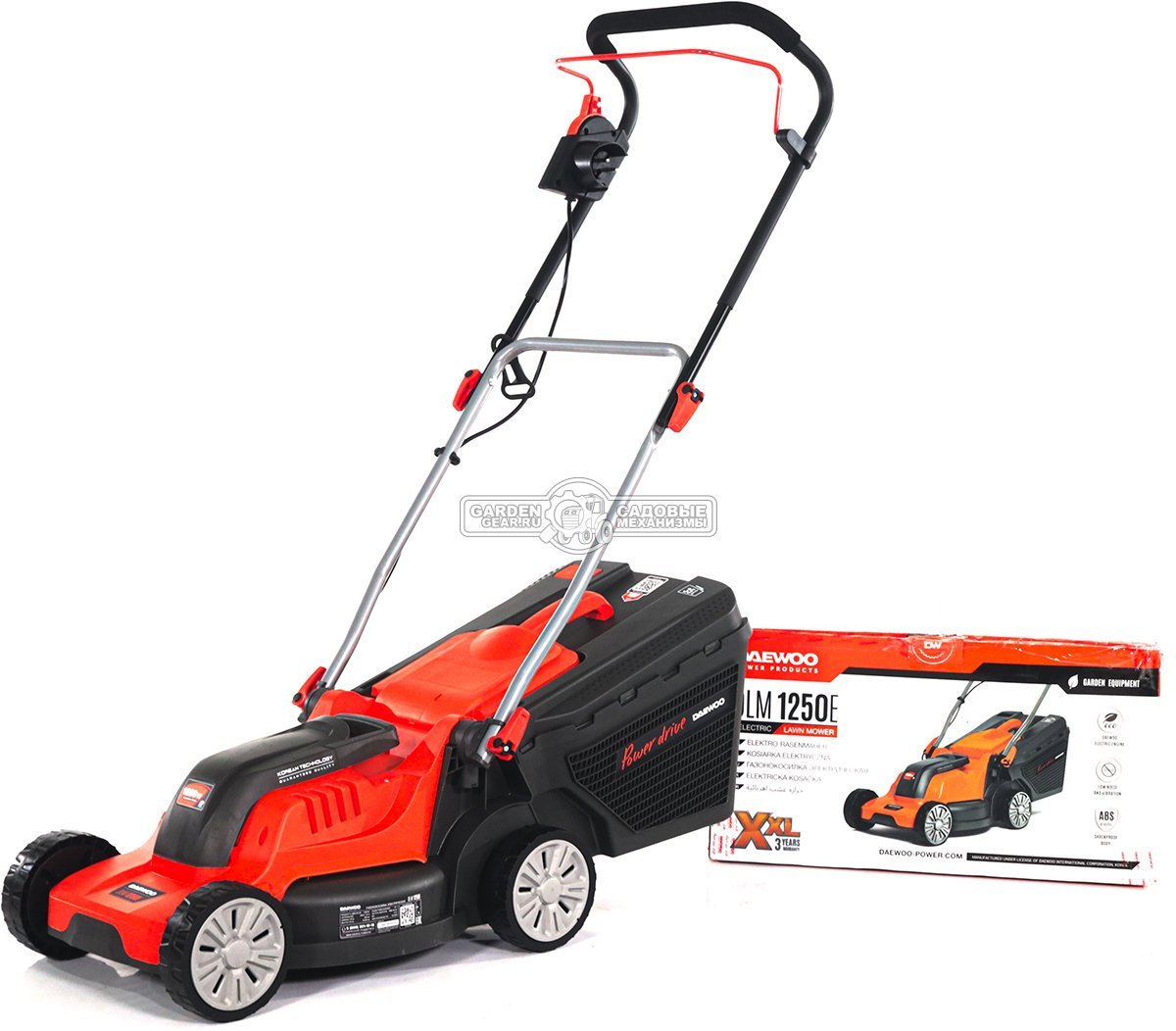 Газонокосилка электрическая Daewoo DLM 1250E (PRC, 1250 Вт., 32 см., пластик, 35 л., 7,1 кг.)
