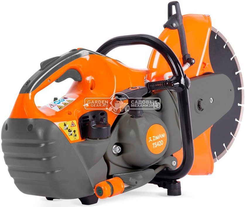 Бензорез ZimAni TS 420 14" (PRC, 66,7 см3, 3,2 кВт/4,4 л.с., диаметр круга 350 мм, глубина реза 110 мм, 9,6 кг.)