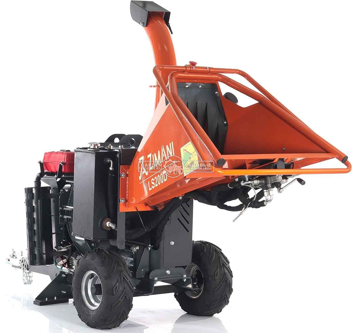 Измельчитель веток ZimAni LS 200 D (PRC, Loncin 764 куб.см., 30 л.с., с эл.старт, вал подачи, дисковый, ветки до 200 мм, одноосный прицеп, 415 кг)