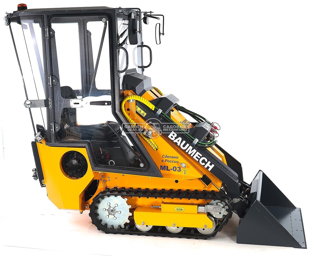 Универсальная машина мини-погрузчик Baumech ML-03 Pro с зимней кабиной + ковш универсальный 110 см., с двигателем Honda GX630 V-Twin