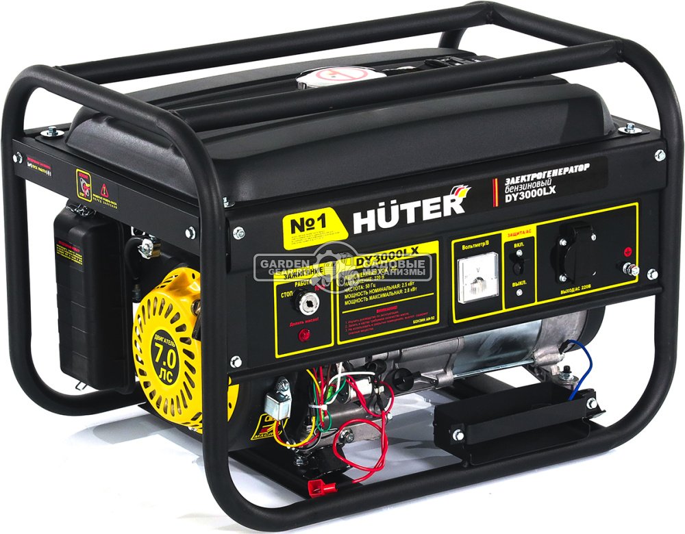 Бензиновый генератор Huter DY3000LX (PRC, Huter 163 см3, 230 В, 2,5 кВт, 12 л, эл.стартер,  АКБ - опция, 39.1 кг)