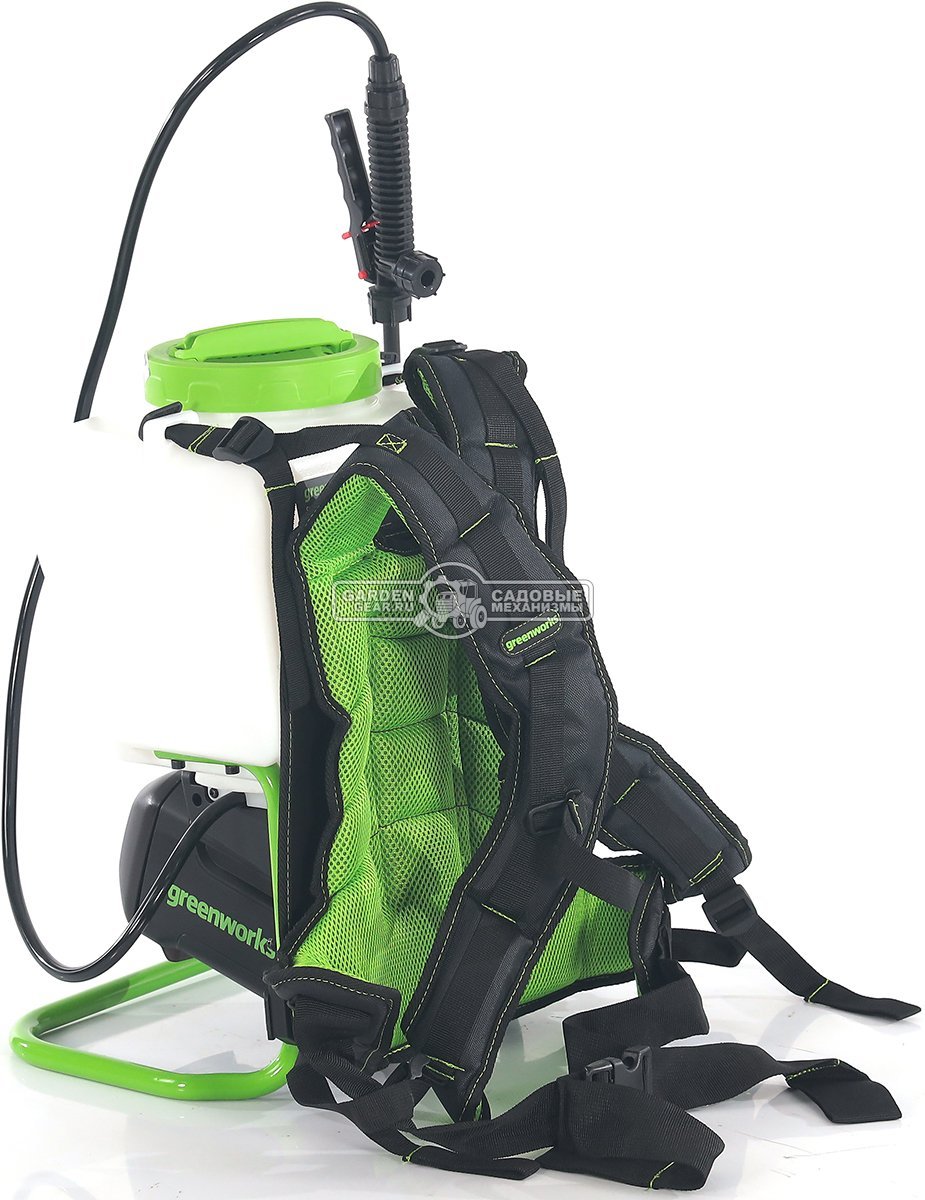 Опрыскиватель аккумуляторный GreenWorks G40BPS с АКБ 2 А/ч и ЗУ (PRC, 40В, ранцевый, 15 л, 1.9 л/мин, 4.7 кг)