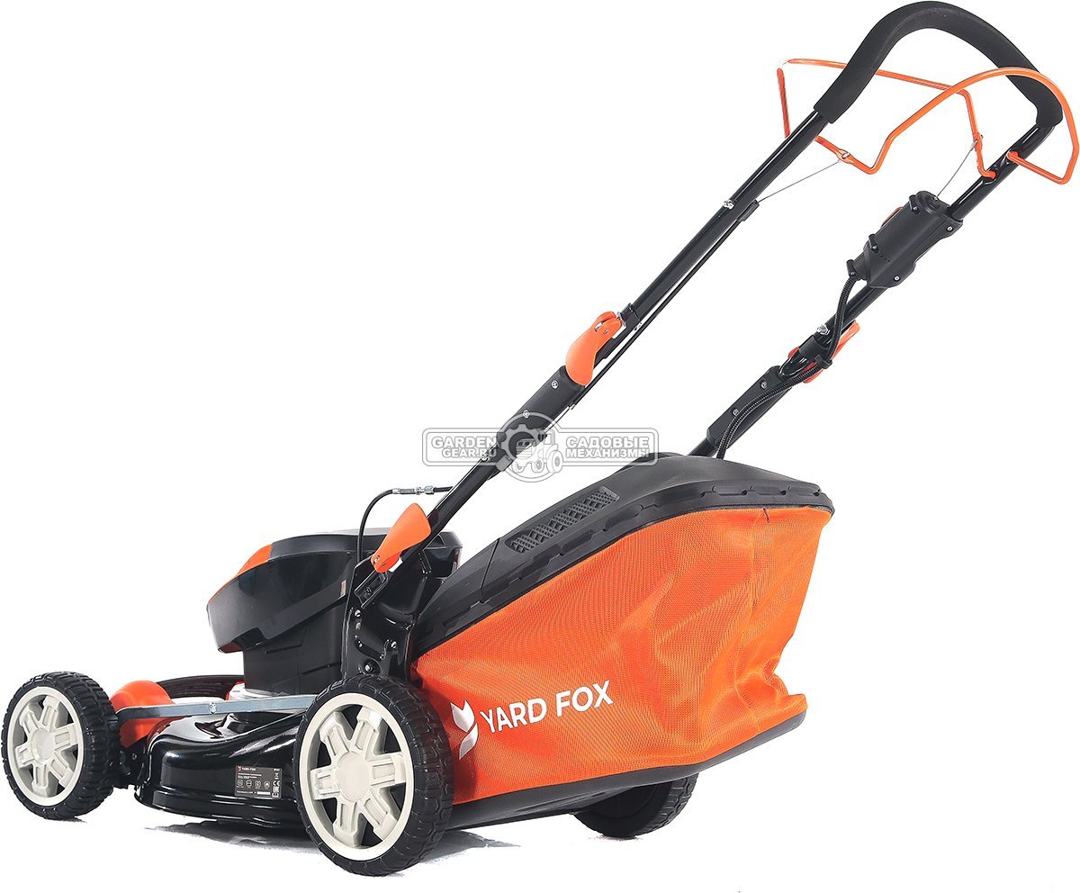 Газонокосилка аккумуляторная самоходная Yard Fox EL4655B SET с АКБ 4.0 А/ч и ЗУ (PRC, BL 60В, 46 см, сталь, 3 в 1, 55 л, 25 кг)