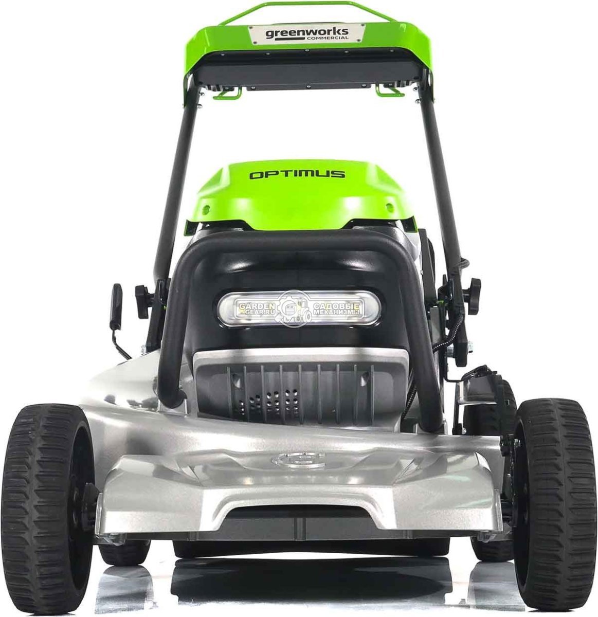 Газонокосилка аккумуляторная самоходная GreenWorks LM221S без АКБ и ЗУ (PRC, BL 82В, 56 см, 4.0 кВт, алюминий, 2 слота для АКБ, мульч., 65 л, 53 кг)