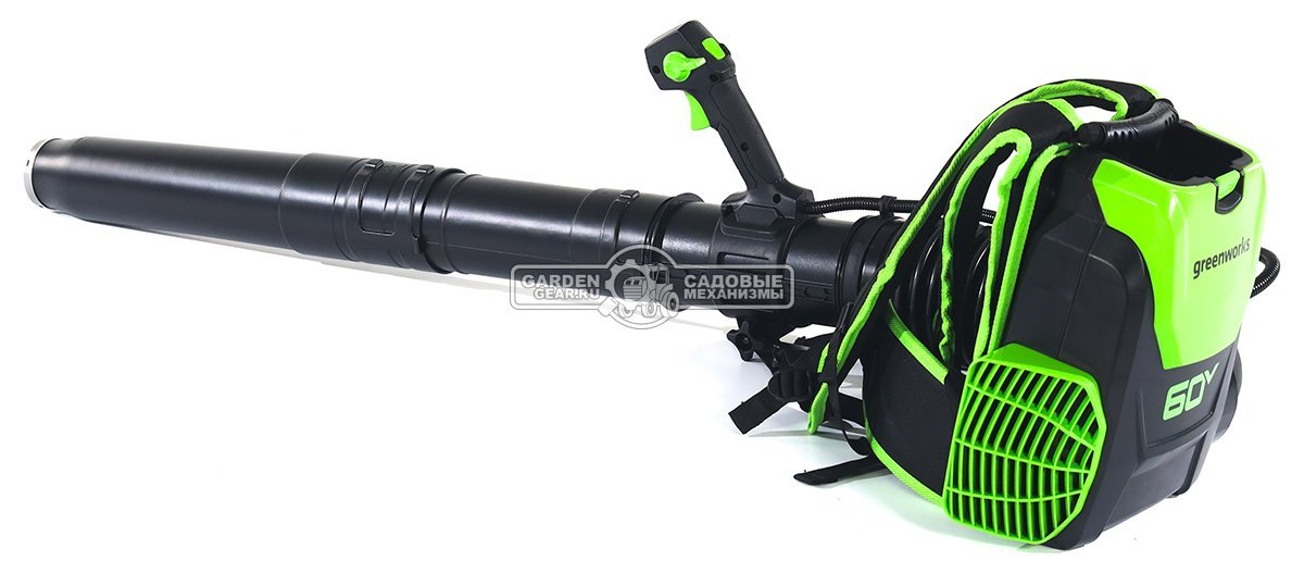 Воздуходувка аккумуляторная ранцевая GreenWorks GD60BPB без АКБ и ЗУ (PRC, BL 60В, 225 км/ч, 15 м3/мин, 3.8 кг)