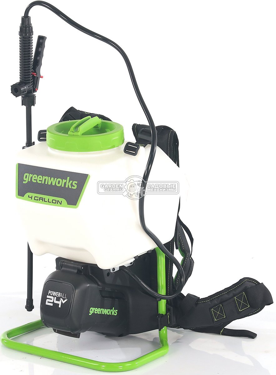 Опрыскиватель аккумуляторный GreenWorks G24BPSII без АКБ и ЗУ (PRC, 24В, ранцевый, 5 бар, 15 л, 1.9 л/мин, 4.8 кг)