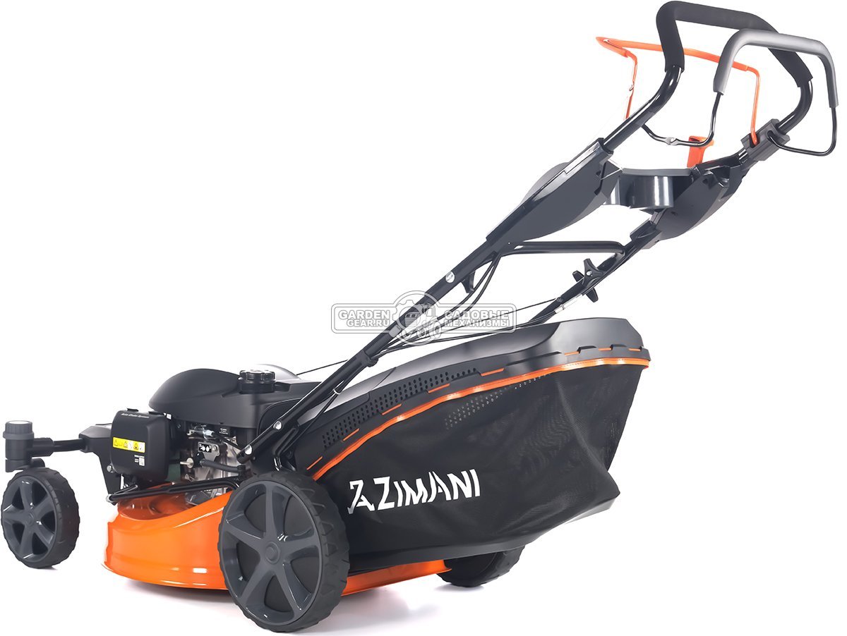 Газонокосилка бензиновая ZimAni LC251HVR с рояльными колесами (PRC, 51 см, Honda 166 см3, 3 в 1, Quattro Blade, вариатор, 70 л, 40 кг)