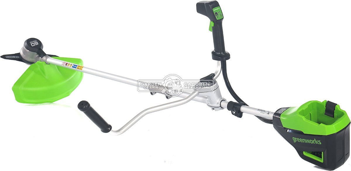 Мотокоса аккумуляторная GreenWorks GD60BCB без АКБ и ЗУ (PRC, BL 60В, нож 2Т + леска 2.0 мм, Т-рукоятка, 3.85 кг)