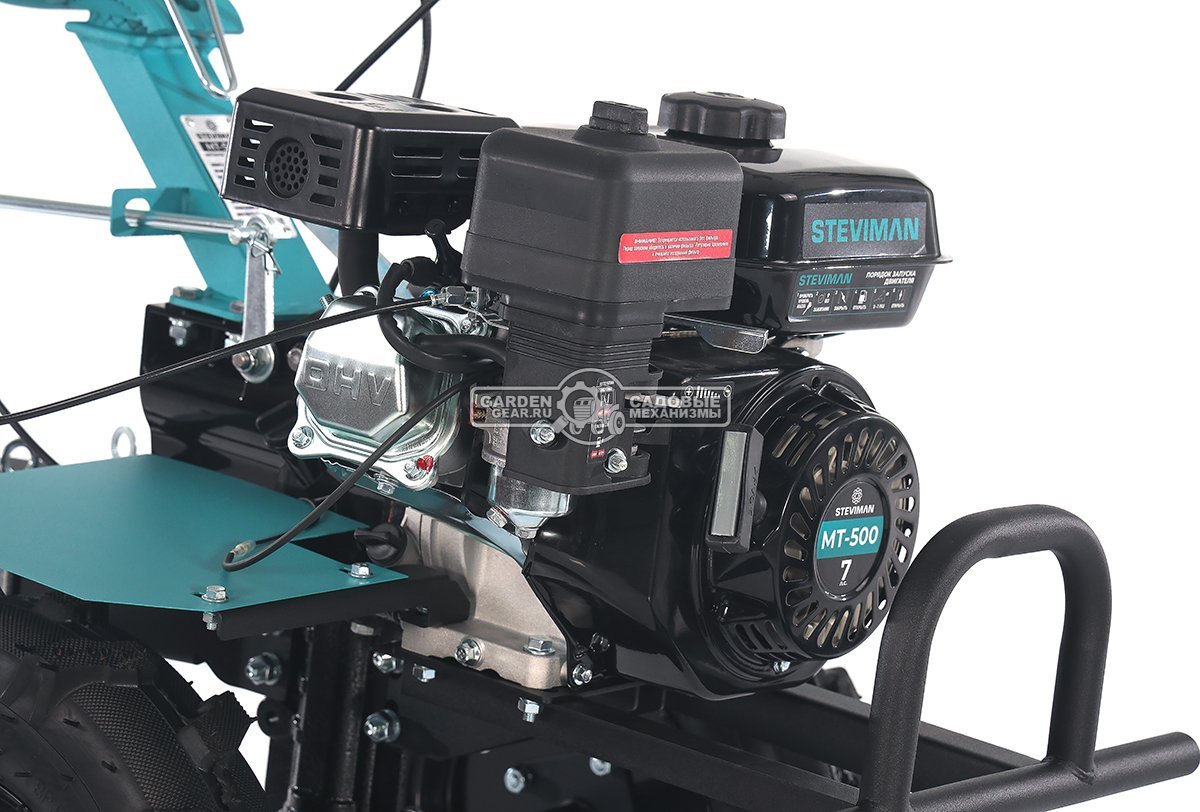 Мотоблок Steviman MT-500 (RUS, колеса 4.00х10, EST 212 см3, 90 см, 2 вперед/1 назад, ВОМ, 100 кг)