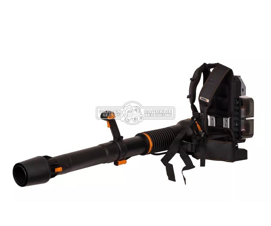 Воздуходувка аккумуляторная ранцевая Worx WG572E с 4 АКБ 4 А/ч и Base Camp ЗУ (PRC, BL 4x20В, 240 км/ч, 11 кг)