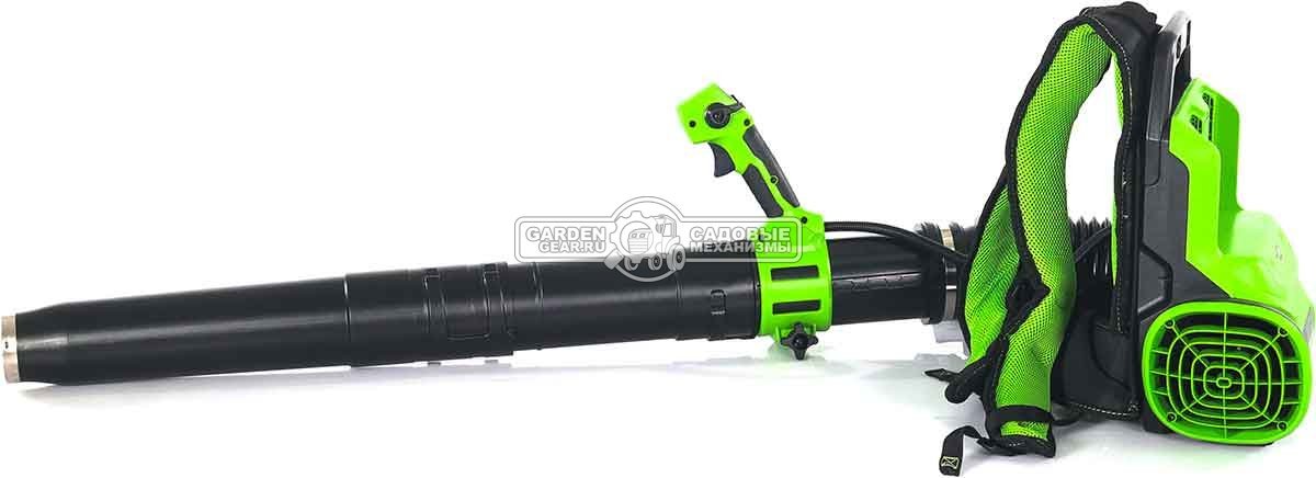 Воздуходувка аккумуляторная ранцевая GreenWorks АGD40BPG2 без АКБ и ЗУ (PRC, BL 40В, 281 км/ч, 20 м3\мин, Turbo режим)