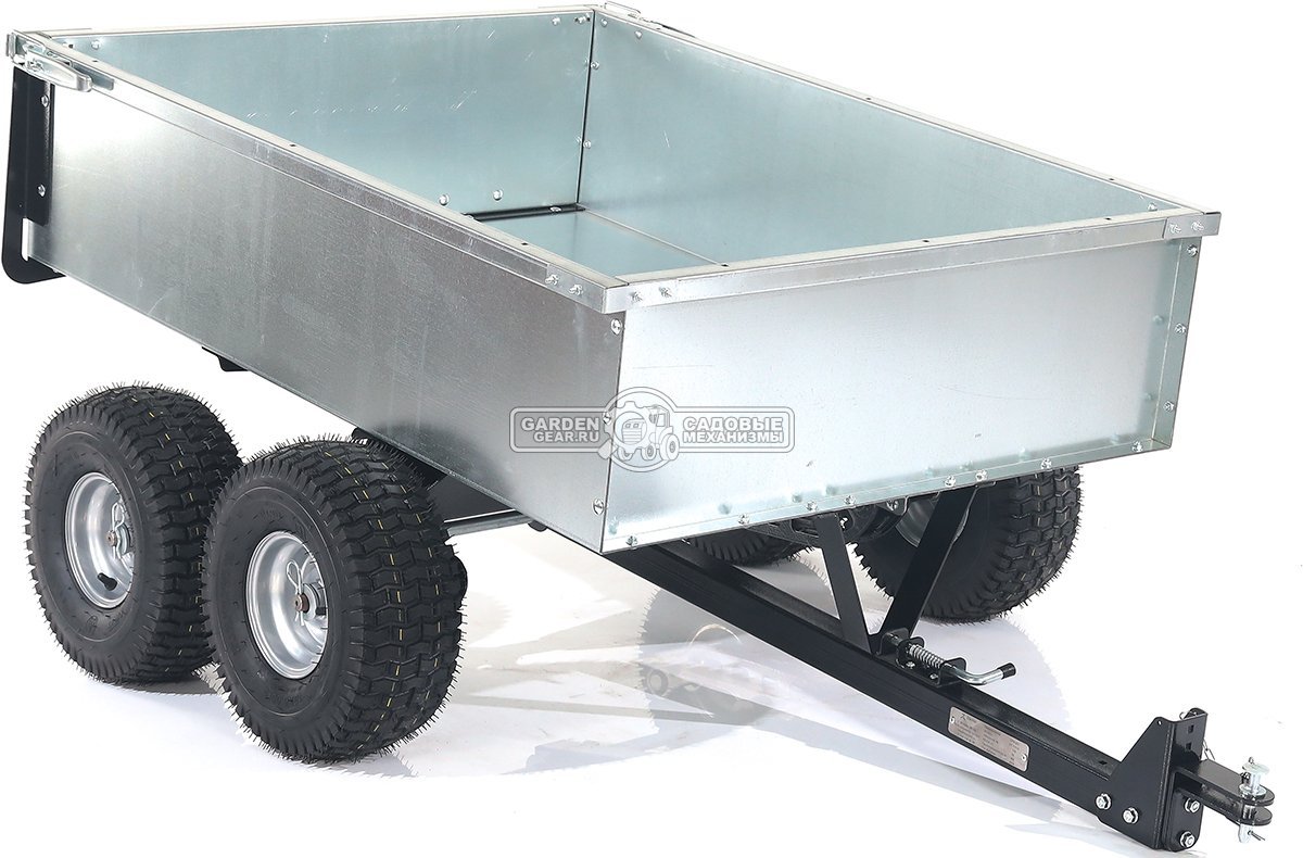 Тележка - прицеп ZimAni GT410x4 Stainless steel 500 4WD для садовых тракторов, с механизмом опрокидывания (4 колеса, оцинкованной сталь, 500 кг)