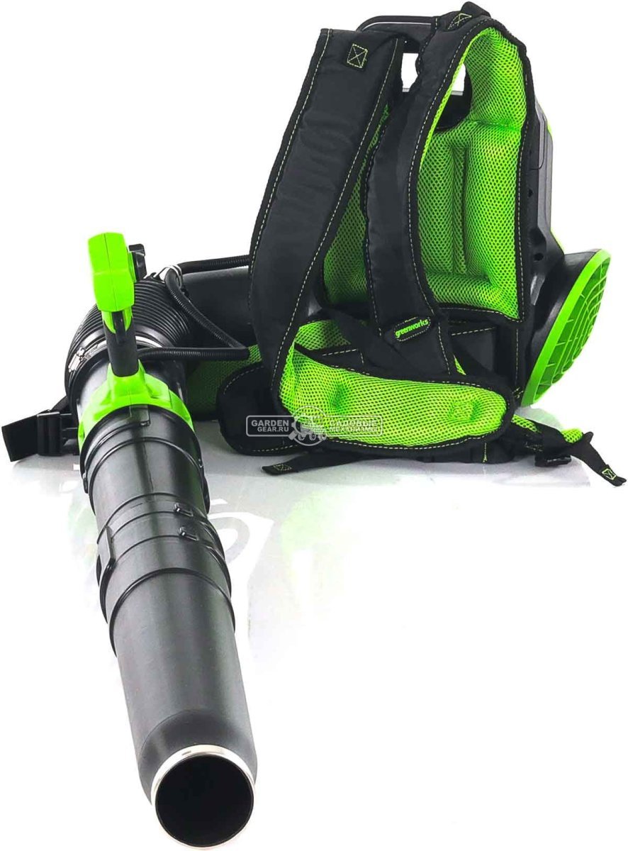 Воздуходувка аккумуляторная ранцевая GreenWorks АGD40BPG2 без АКБ и ЗУ (PRC, BL 40В, 281 км/ч, 20 м3\мин, Turbo режим)