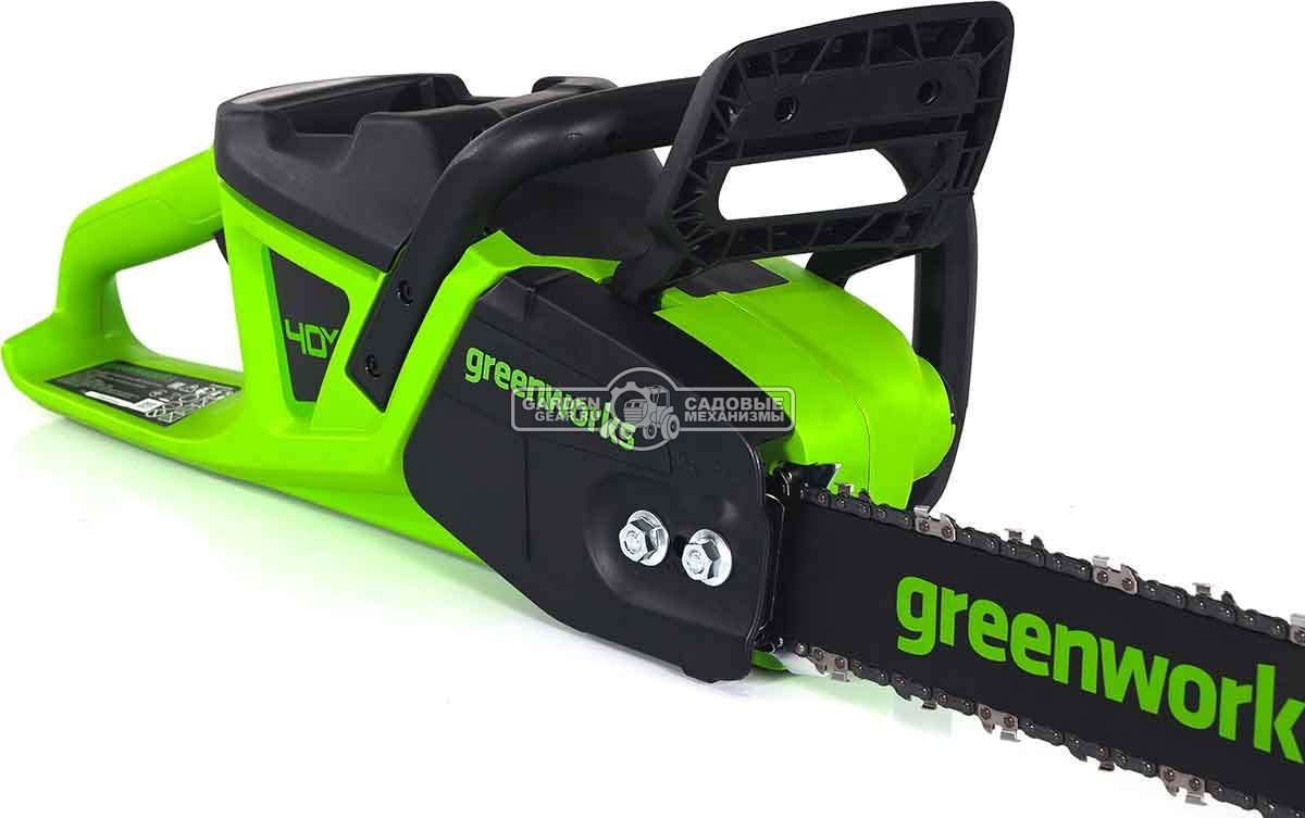 Пила аккумуляторная цепная GreenWorks GD40CS20X 16" c АКБ 4 А/ч и ЗУ (PRC, BL 40В, 3/8"-1.1-56E, 4.2 кг)