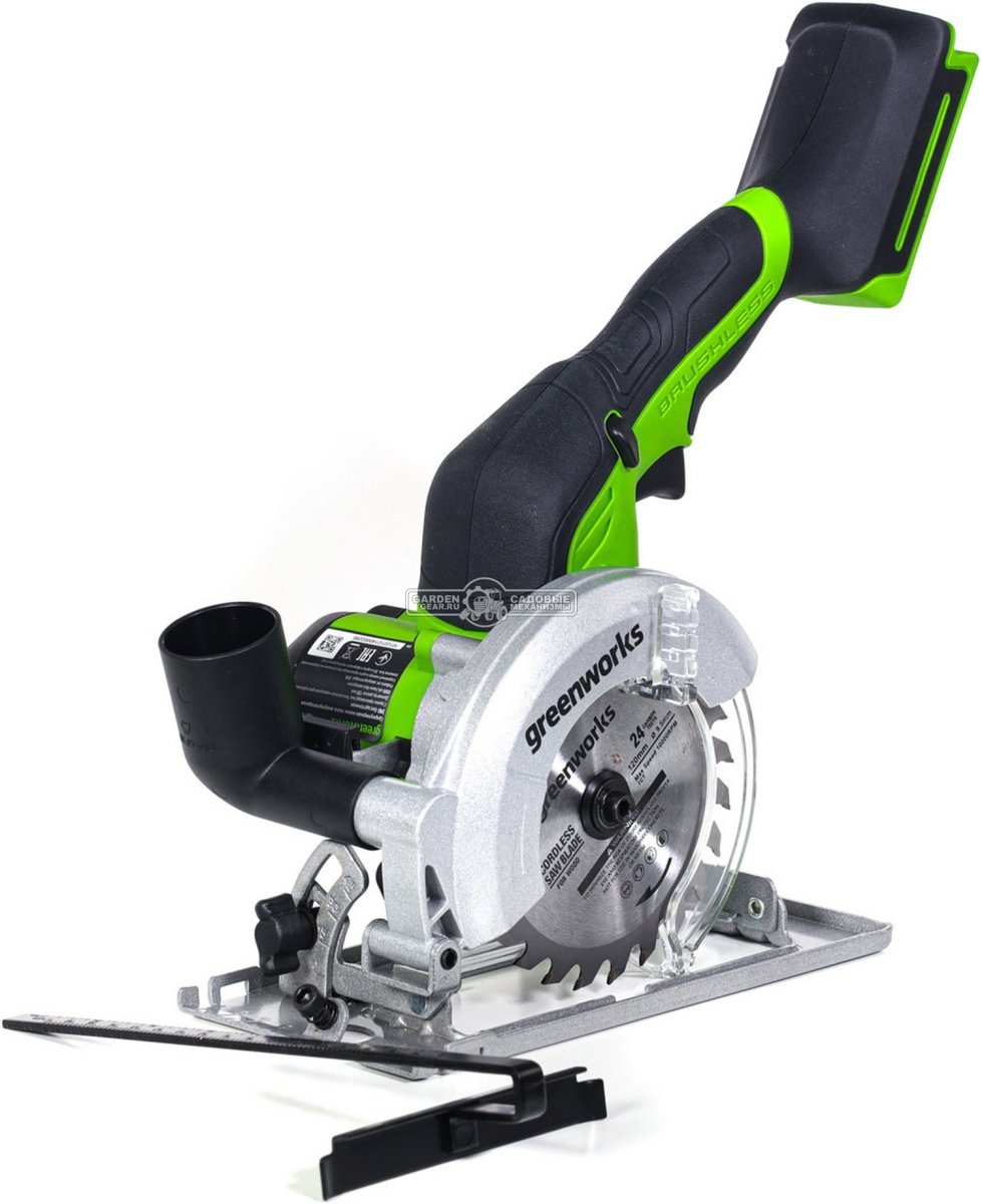 Минипила циркулярная аккумуляторная GreenWorks G24MCS без АКБ и ЗУ (PRC, BL 24В, 115 мм, 2 кг)
