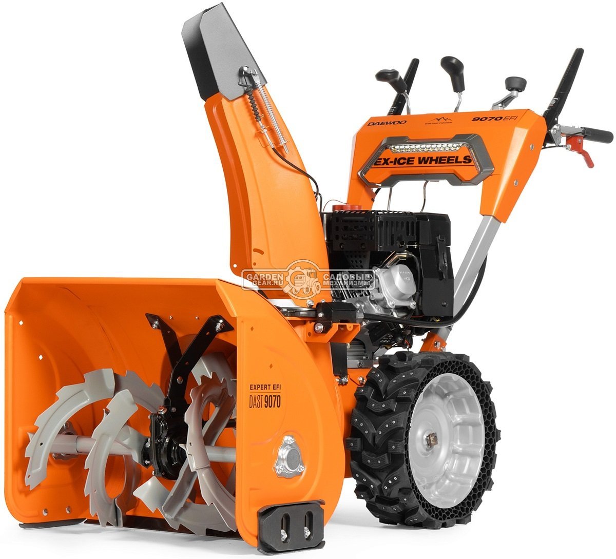 Снегоуборщик Daewoo DAST 9070 (EFI) (PRC, 67 см., Daewoo WXE300 EFI, 260 куб.см., запуск от аккумулятора, скорости 5/2, колеса EX-ICE, 111 кг.)