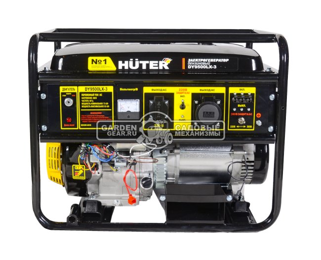 Бензиновый генератор Huter DY9500LХ-3 (PRC, Huter 439 см3, 380 В, 8.0 кВт, 25 л, эл/стартер 12В, АКБ- опция, 83.6 кг)