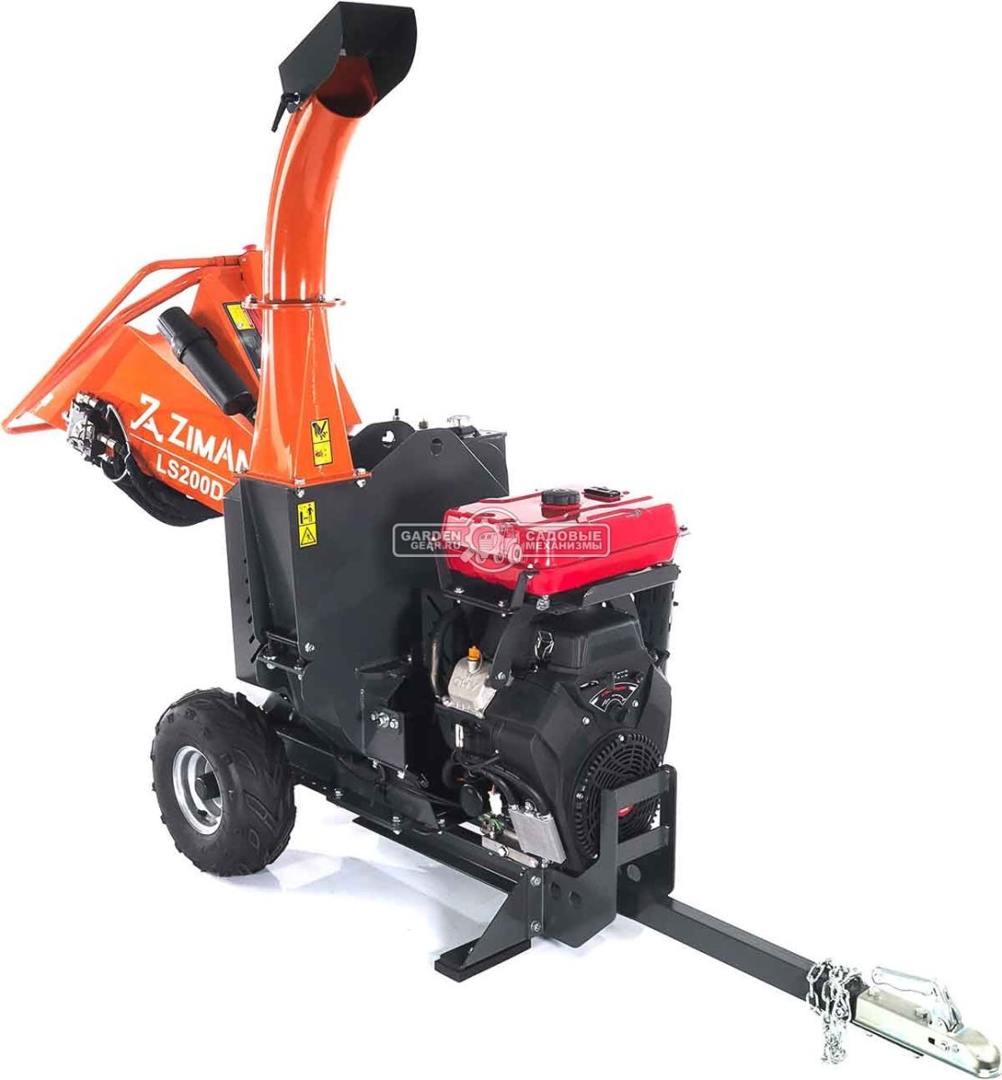 Измельчитель веток ZimAni LS 200 D (PRC, Loncin 764 куб.см., 30 л.с., с эл.старт, вал подачи, дисковый, ветки до 200 мм, одноосный прицеп, 415 кг)