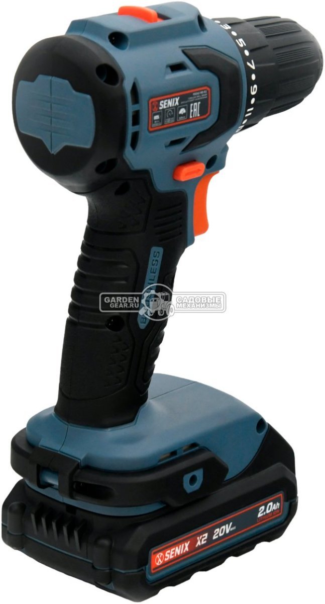 Дрель - шуруповерт аккумуляторная Senix PDDX2-M3-EU с 2 АКБ 2 А/ч и ЗУ (PRC, BL 20V, 50 Нм, 1.27 кг)