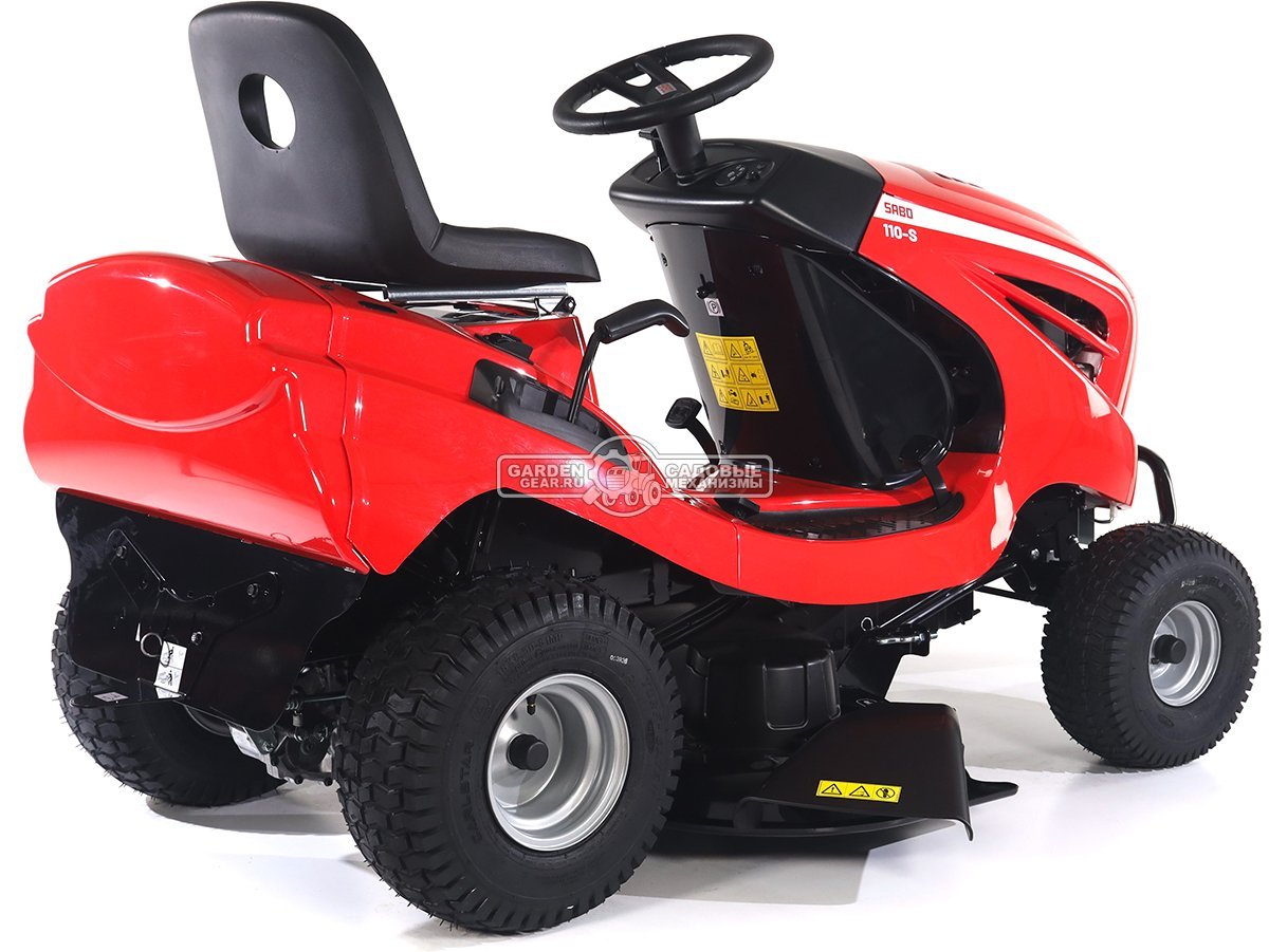 Садовый трактор SABO 110-S (GER, Sabo V-Twin, 708 куб.см., гидростатика, боковой выброс, мульчирование, ширина кошения 110 см, 234 кг.)