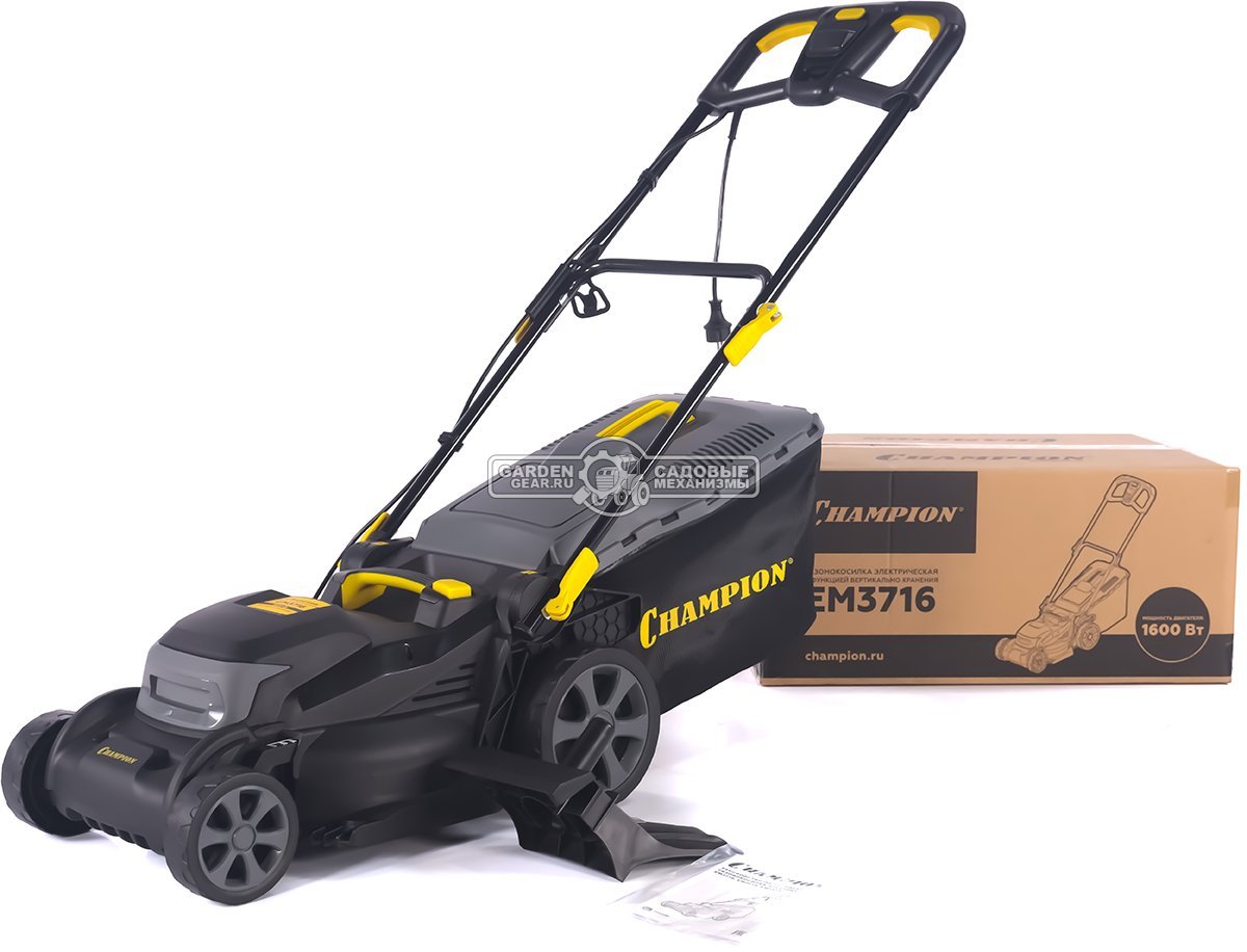 Газонокосилка электрическая Champion EM3716 (PRC, 1600 Вт, 37 см, пластик, 40 л, 13.7 кг)