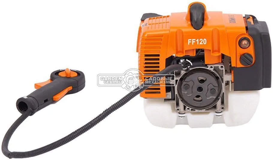 Бензокоса Holzfforma FF120 (PRC, 30,8 куб.см., 1,3 кВт/1,8 л.с., нож для травы 3T, леска 2,4 мм., 6,3 кг.)