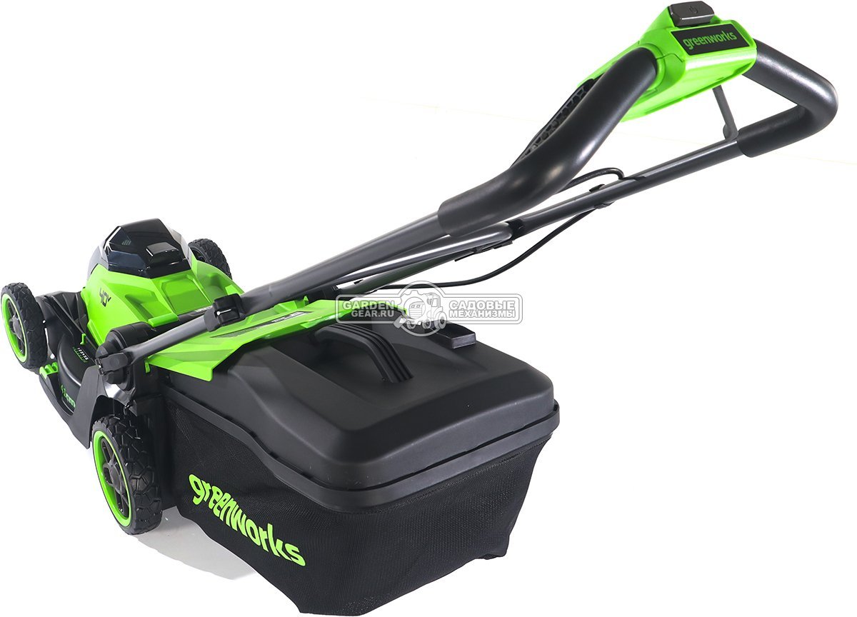 Газонокосилка аккумуляторная GreenWorks GD40LM411 без АКБ  и ЗУ (PRC, BL 40В, 41 см, пластик, мульчирование, 60 л, 16.5 кг)