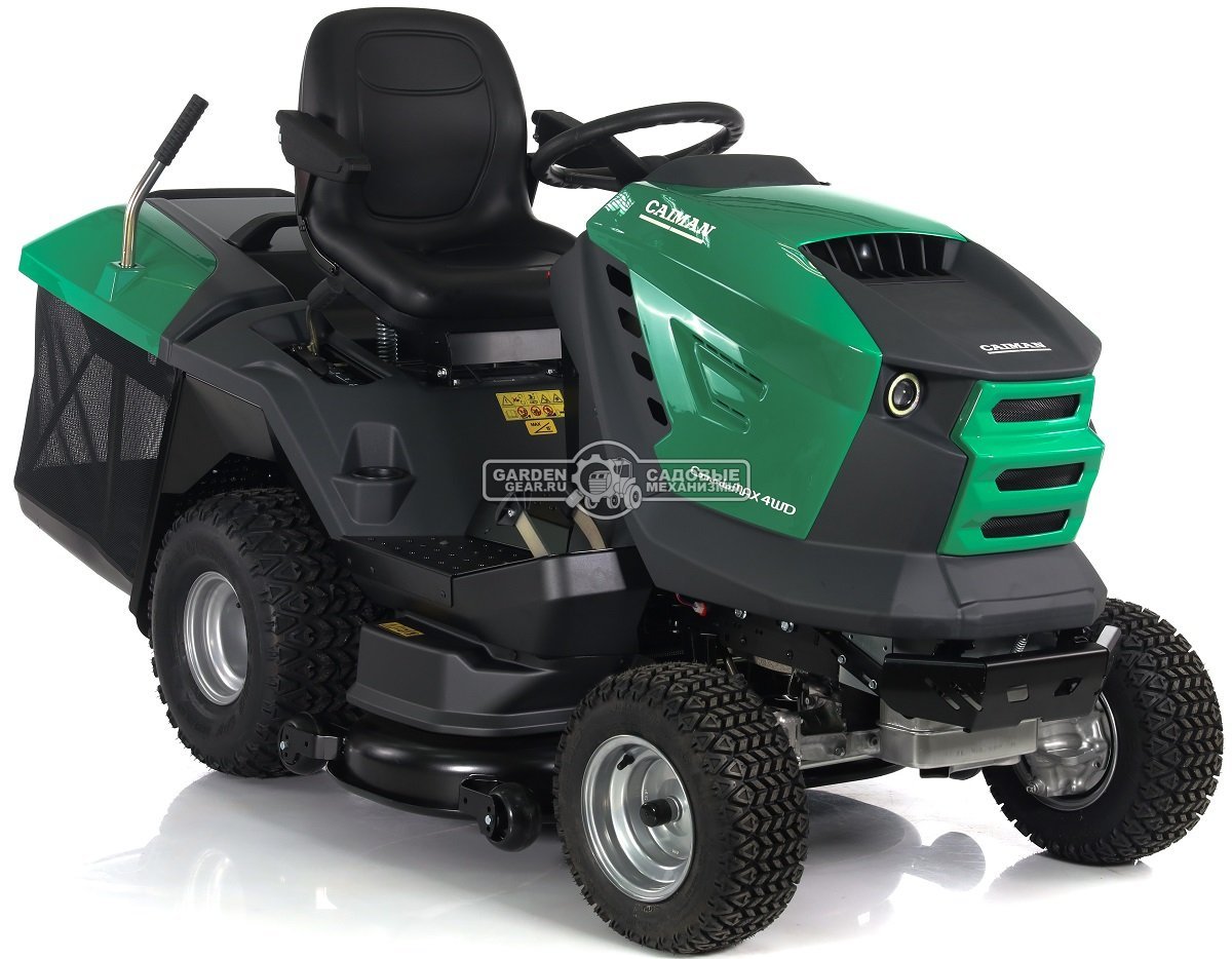 Садовый трактор Caiman Comodo Max 4WD 107D2K2 с роторным снегоуборщиком 100 см и цепями на колеса