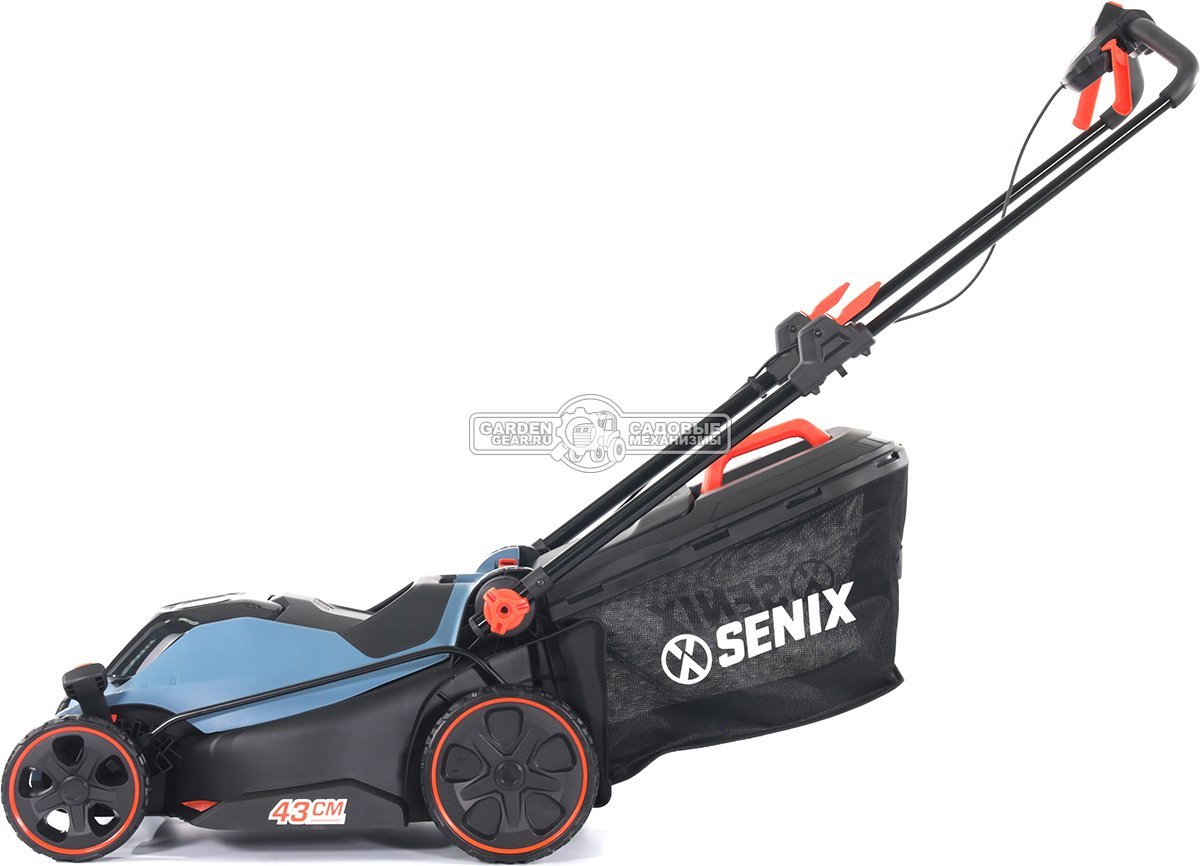 Газонокосилка аккумуляторная самоходная Senix LPSX2-M-EU-0 без АКБ и ЗУ (PRC, BL 2x20В, 43 см, пластик, мульчирование, 50 л, 16 кг)