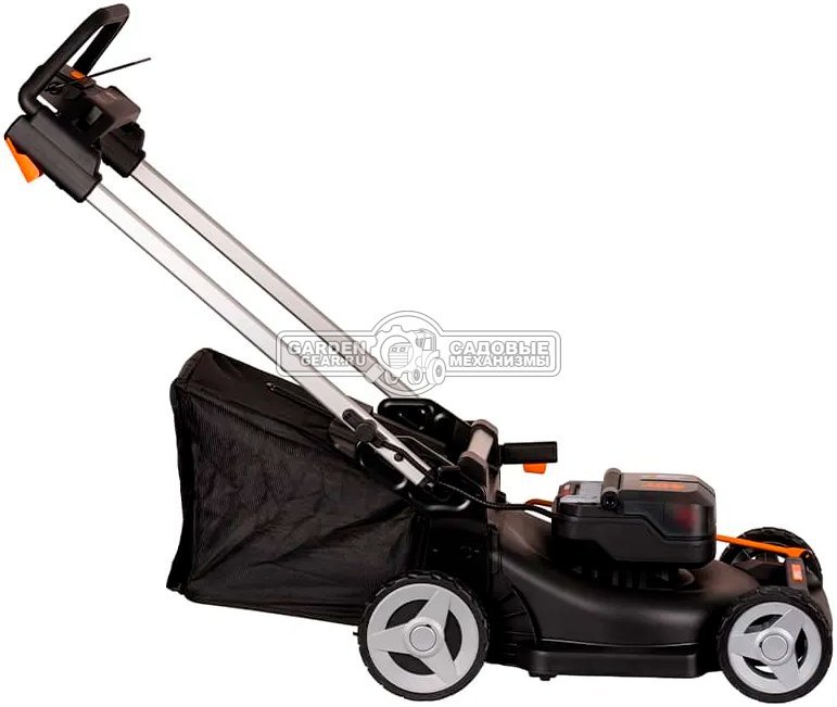 Газонокосилка аккумуляторная Worx WG748E с 2 АКБ 4 А/ч и ЗУ (PRC, BL 2х20В, 46 см, сталь, мульчирование, 55 л, 27.5 кг)
