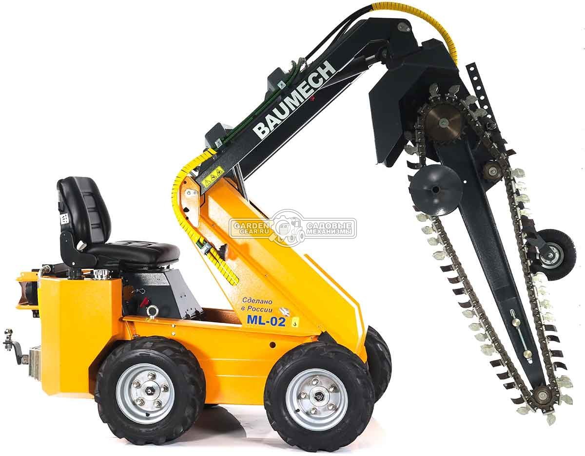 Универсальная машина мини-погрузчик Baumech ML-02 Pro + траншеекопатель 90 см. с двигателем Zongshen GB750 EFI V-Twin инжектор