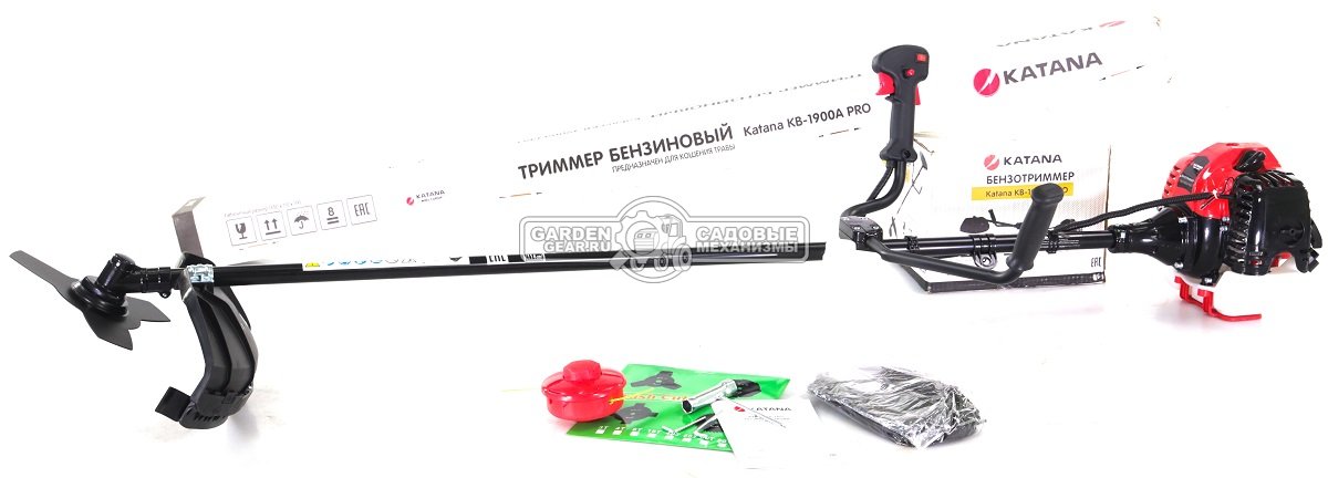 Бензокоса Katana KB-1900A Pro (PRC, 51,7 куб.см., 1,4 кВт/1,9 л.с., нож, леска 2,4 мм., ременная оснастка, 7,6 кг.)