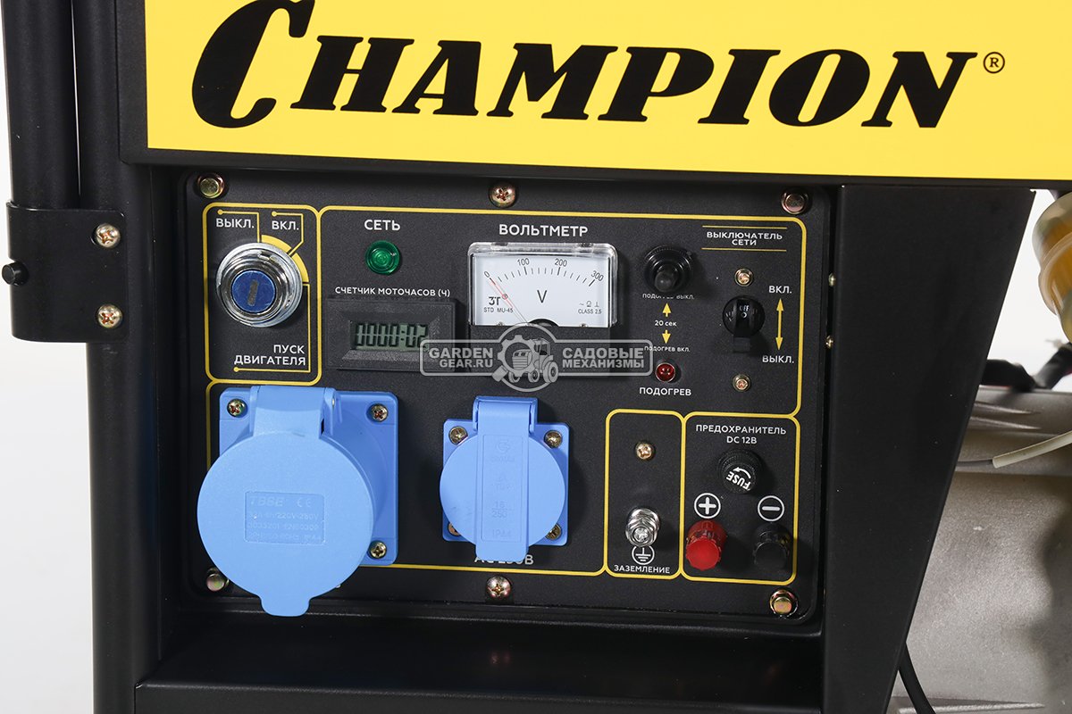 Дизельный генератор Champion DG6501E (PRC, Champion, 474 см3/8.9 л.с., 5.0/5.5 кВт, электростартер, 12.5 л, 99 кг)