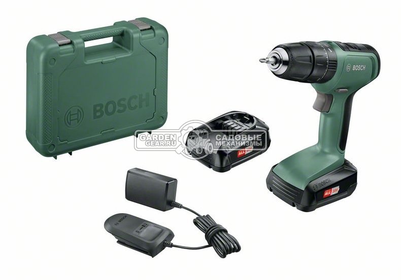 Дрель - шуруповерт ударная аккумуляторная Bosch Universal Impact 18 с 2 АКБ 1.5 А/ч и ЗУ AL1810CV (PRC, 18В, 30 Нм, патрон, кейс, 1.3 кг)