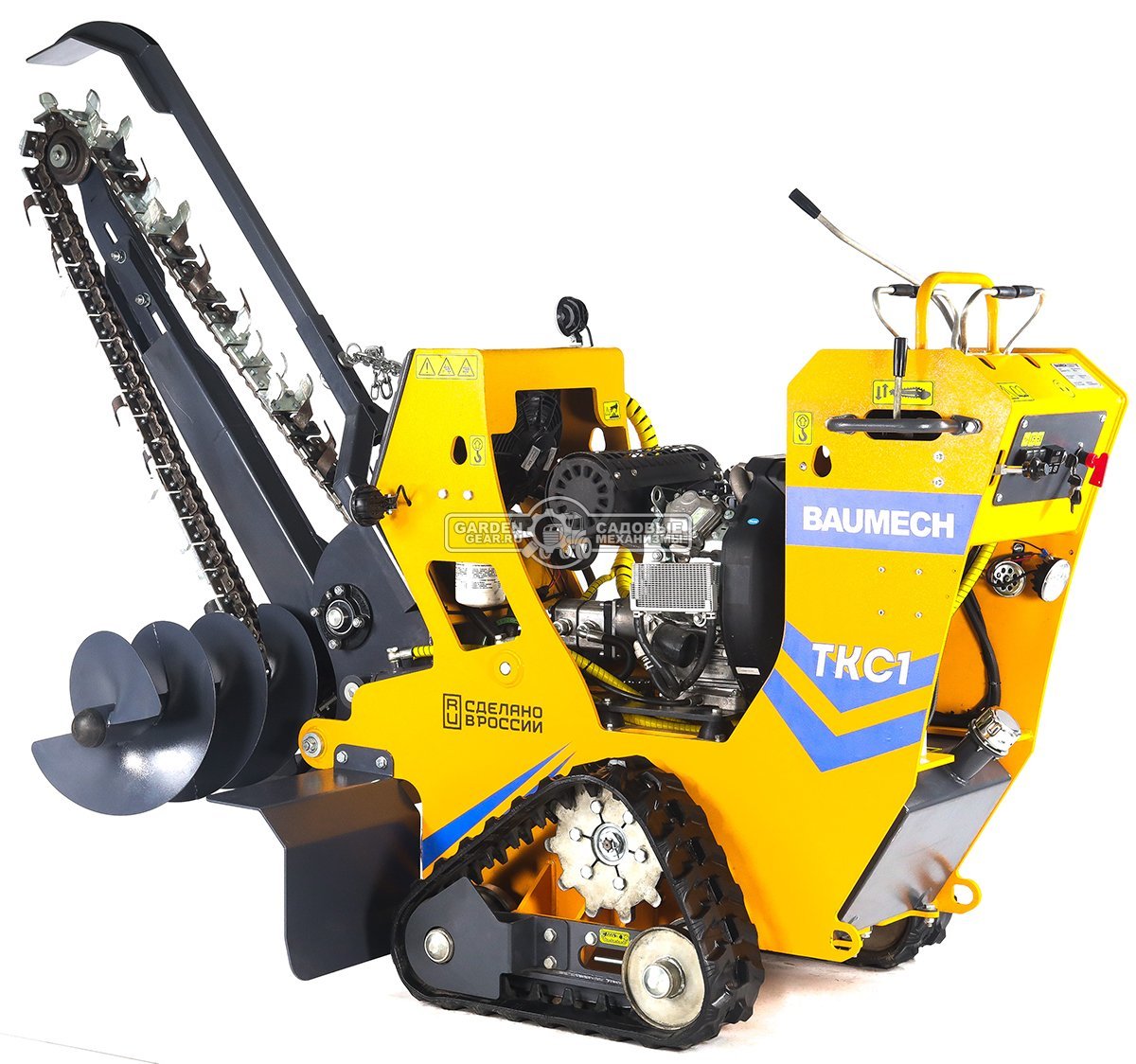 Самоходный гусеничный траншеекопатель Baumech ТКС1 с двигателем Zongshen GB750 EFI V-Twin инжектор (скорость копки грунта до 60 м/ч), 762 кг.